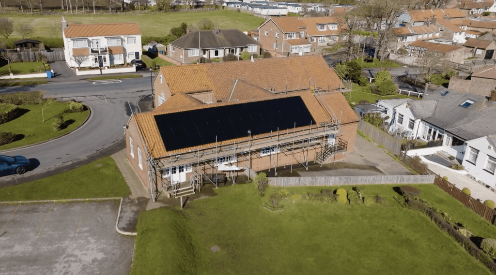 Solar panels on a church roof