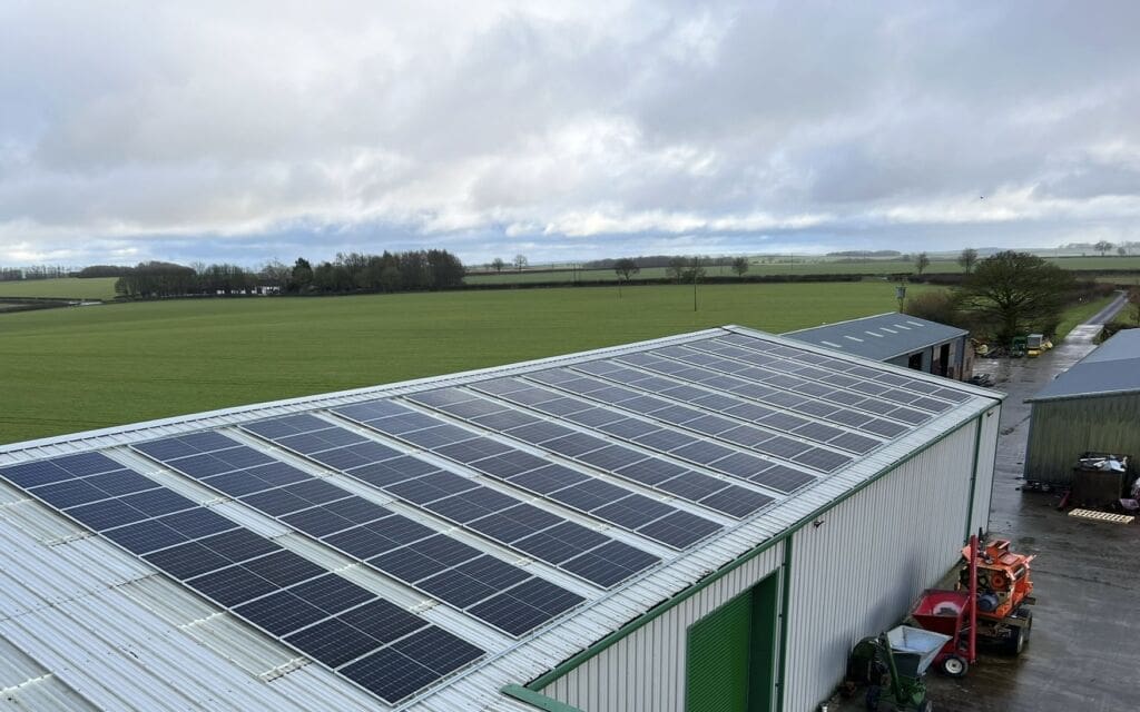 solar panels on a barn roof