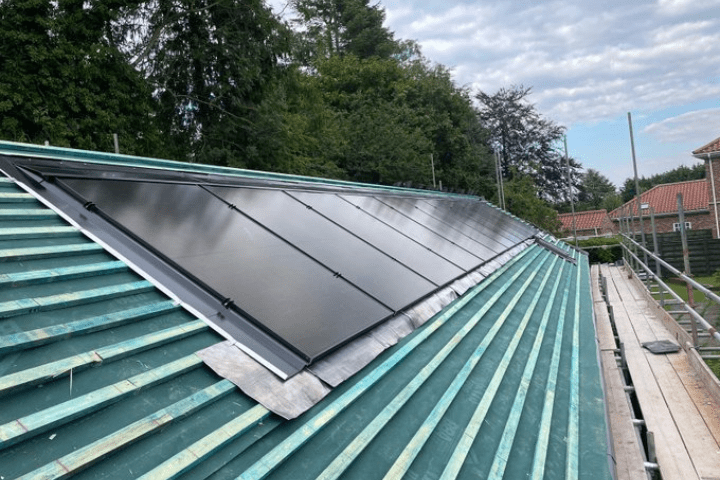 Black solar panels on a roof