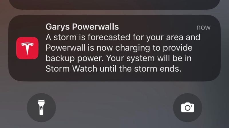 A screenshot of a stormwatch notification. 