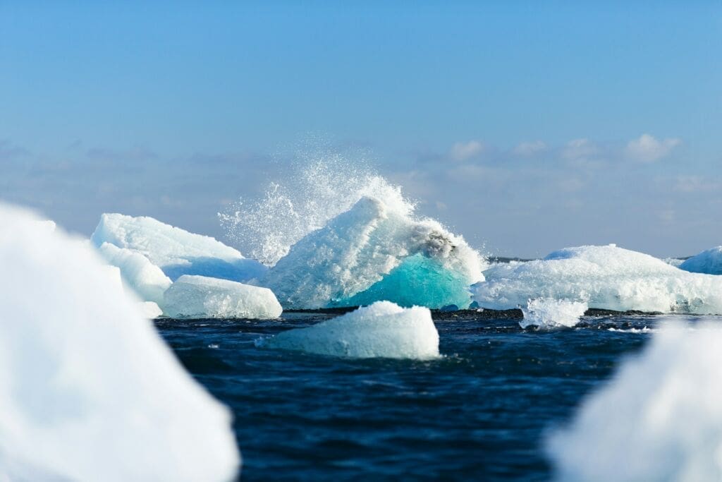 An image showing a melting ice cap as a result of climate change as part of the Earth Hour initiative. 
